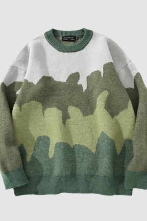 Style Core Aesthetics, New Style Trends Gradient Camouflage Striped Sweater