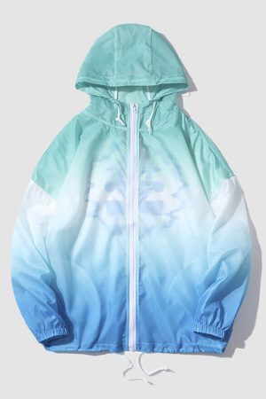 Style Core Aesthetics, New Style Trends Gradient Color Hooded Sunproof QD Jacket
