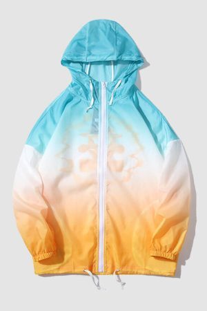 Style Core Aesthetics, New Style Trends Gradient Color Hooded Sunproof QD Jacket