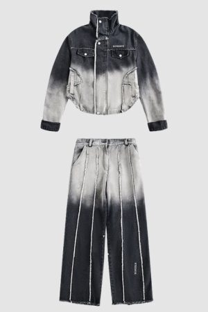 Style Core Aesthetics, New Style Trends Gradient Denim Cargo Sets