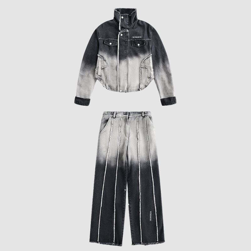 Style Core Aesthetics, New Style Trends Gradient Denim Cargo Sets