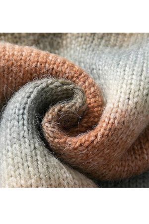 Style Core Aesthetics, New Style Trends Gradient Stripe Patchwork Knit Pullover