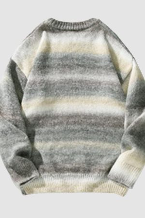 Style Core Aesthetics, New Style Trends Gradient Stripe Patchwork Knit Pullover