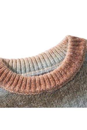 Style Core Aesthetics, New Style Trends Gradient Stripe Patchwork Knit Pullover