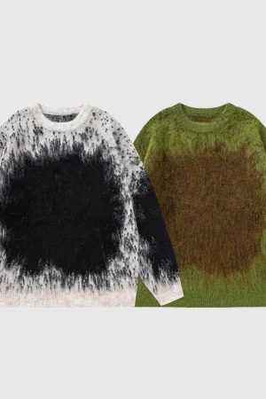 Style Core Aesthetics, New Style Trends Gradient Tie-Dye Fluffy Sweater