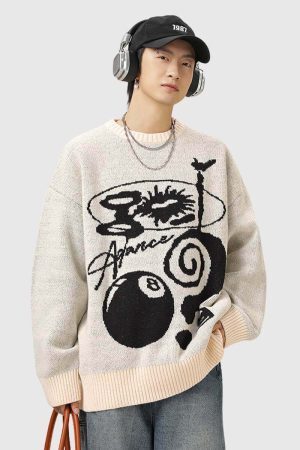 Style Core Aesthetics, New Style Trends Graphic Abstract Sweater