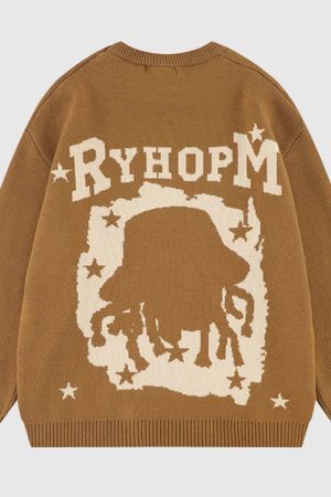 Style Core Aesthetics, New Style Trends Graphic Embroidered Knit Sweater