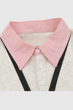 Style Core Aesthetics, New Style Trends Graphic Polo Shirt with Name Tag