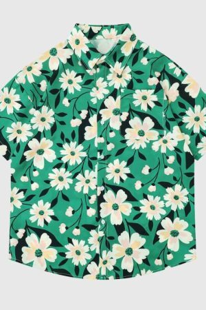 Style Core Aesthetics, New Style Trends Green Floral Shirts