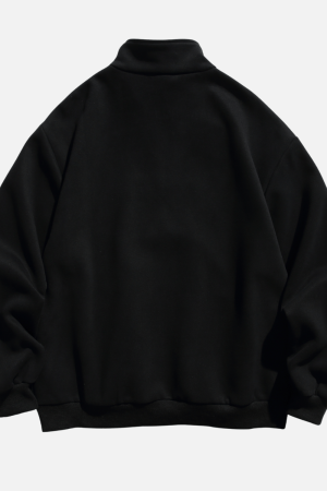 Style Core Aesthetics, New Style Trends Half-Zip Letter Print Sweatshirt