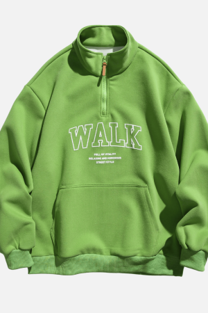 Style Core Aesthetics, New Style Trends Half-Zip Letter Print Sweatshirt