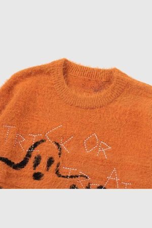 Style Core Aesthetics, New Style Trends Halloween Ghost Knit Sweater