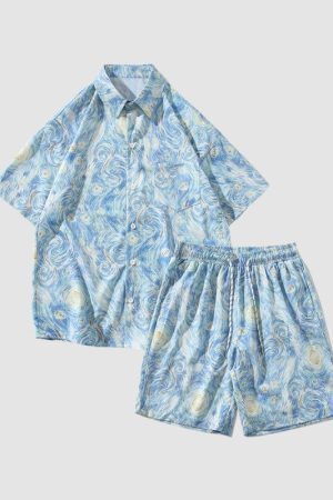 Style Core Aesthetics, New Style Trends Hawaiian Graffiti Print Set