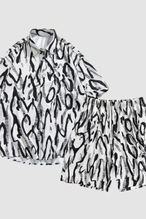 Style Core Aesthetics, New Style Trends Hawaiian Ice Silk Shirt Sets