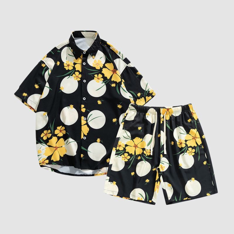 Style Core Aesthetics, New Style Trends Hawaiian Ice Silk Shirt Sets