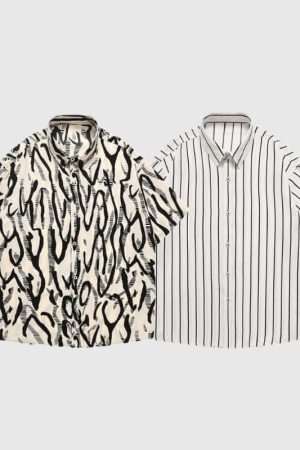 Style Core Aesthetics, New Style Trends Hawaiian Striped Shirt