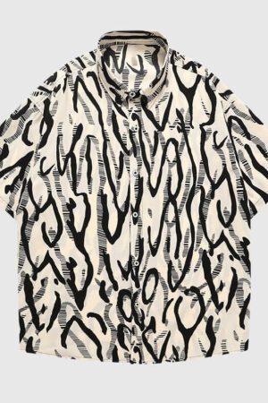 Style Core Aesthetics, New Style Trends Hawaiian Striped Shirt