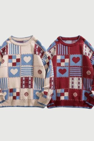 Style Core Aesthetics, New Style Trends Heart embroidered knitted sweater