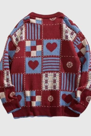 Style Core Aesthetics, New Style Trends Heart embroidered knitted sweater
