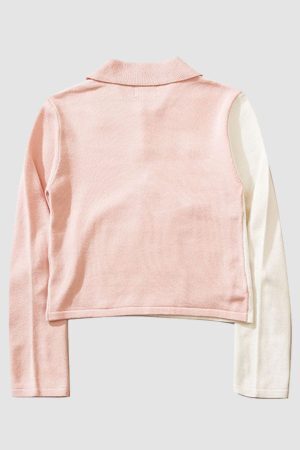 Style Core Aesthetics, New Style Trends Heart Hollow Out Lapel Knit Crop Top