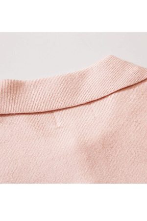 Style Core Aesthetics, New Style Trends Heart Hollow Out Lapel Knit Crop Top