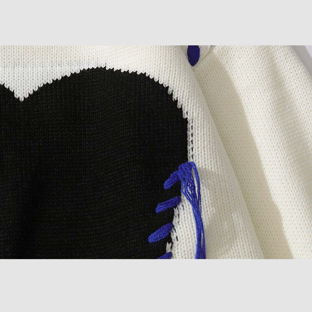 Style Core Aesthetics, New Style Trends Heart Patch Embroidery Sweater Style Core Aesthetics, New Style Trends Heart Patch Embroidery Sweater