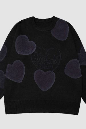 Style Core Aesthetics, New Style Trends Heart Pattern Jacquard Sweater