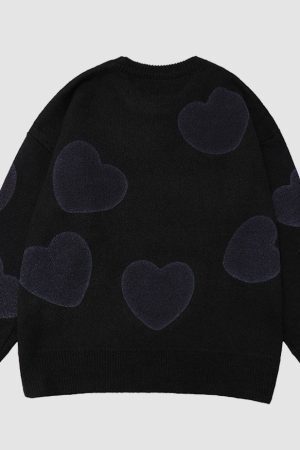 Style Core Aesthetics, New Style Trends Heart Pattern Jacquard Sweater