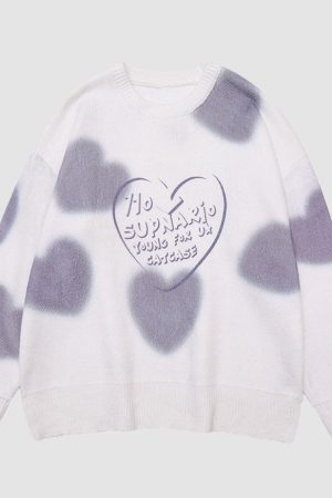 Style Core Aesthetics, New Style Trends Heart Pattern Jacquard Sweater
