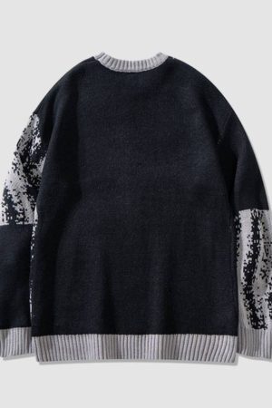 Style Core Aesthetics, New Style Trends Heart Pattern String Stitching Sweater