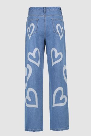 Style Core Aesthetics, New Style Trends Heart-Shaped Graffiti Jeans