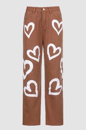 Style Core Aesthetics, New Style Trends Heart-Shaped Graffiti Jeans