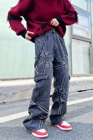 Style Core Aesthetics, New Style Trends Heavy Weight Spiderweb Jeans
