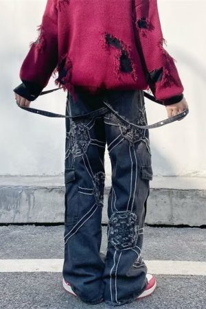 Style Core Aesthetics, New Style Trends Heavy Weight Spiderweb Jeans