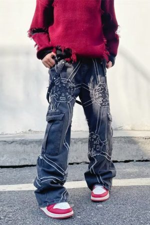 Style Core Aesthetics, New Style Trends Heavy Weight Spiderweb Jeans
