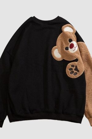 Style Core Aesthetics, New Style Trends Hello Bear Print Sweatshirt