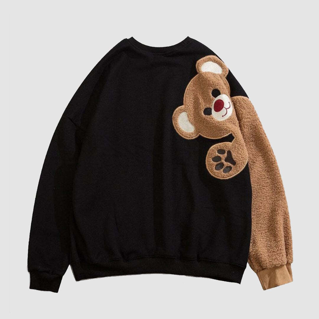 Style Core Aesthetics, New Style Trends Hello Bear Print Sweatshirt