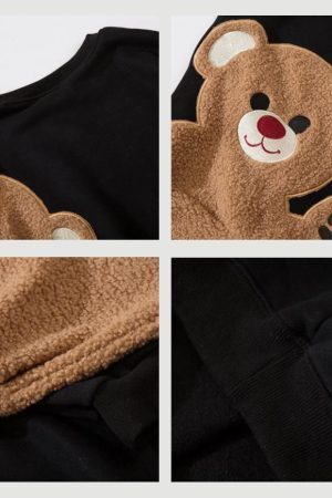 Style Core Aesthetics, New Style Trends Hello Bear Print Sweatshirt