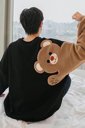 Style Core Aesthetics, New Style Trends Hello Bear Print Sweatshirt