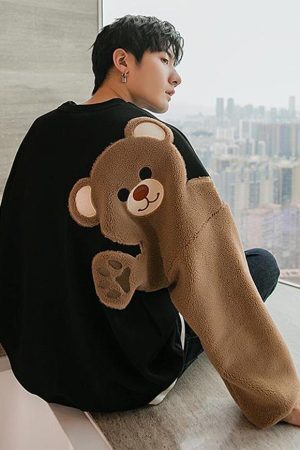 Style Core Aesthetics, New Style Trends Hello Bear Print Sweatshirt