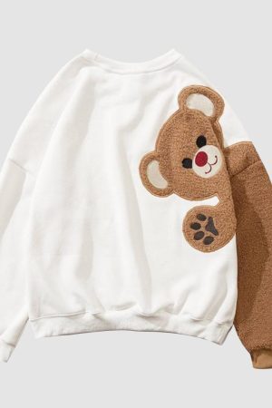 Style Core Aesthetics, New Style Trends Hello Bear Print Sweatshirt