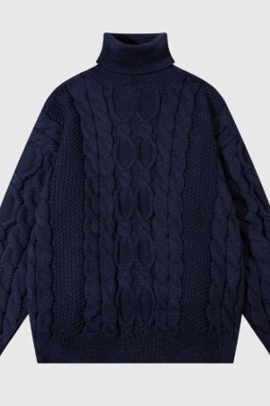 Style Core Aesthetics, New Style Trends High Neck Jacquard Patchwork Design Pullover