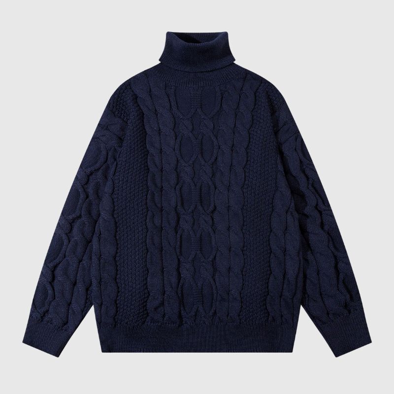 Style Core Aesthetics, New Style Trends High Neck Jacquard Patchwork Design Pullover