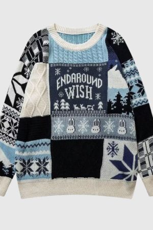Style Core Aesthetics, New Style Trends High Street Vintage Loose Christmas Sweater