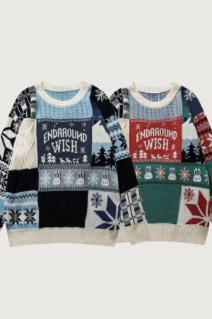 Style Core Aesthetics, New Style Trends High Street Vintage Loose Christmas Sweater