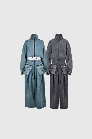 Style Core Aesthetics, New Style Trends High Waist Denim Set