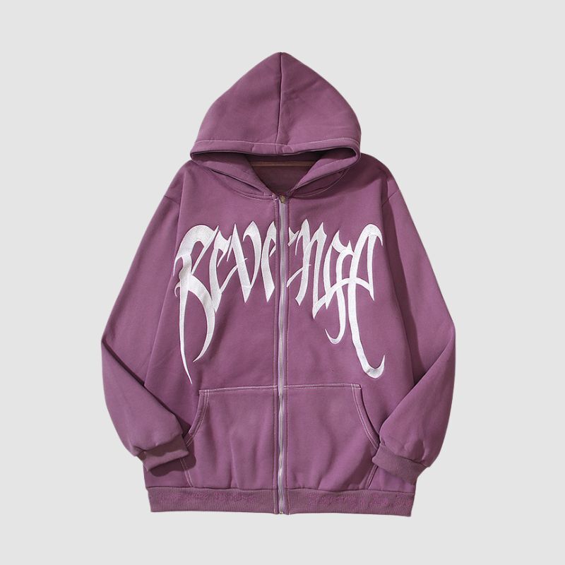 Style Core Aesthetics, New Style Trends Hip-Hop Embroidered Letter Casual Zip Hoodie