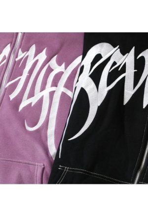 Style Core Aesthetics, New Style Trends Hip-Hop Embroidered Letter Casual Zip Hoodie