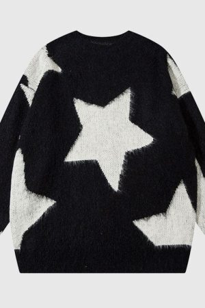 Style Core Aesthetics, New Style Trends Hollow Out Star Design Pullover