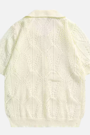 Style Core Aesthetics, New Style Trends Hollow-Out Zip-Up Knit Polo